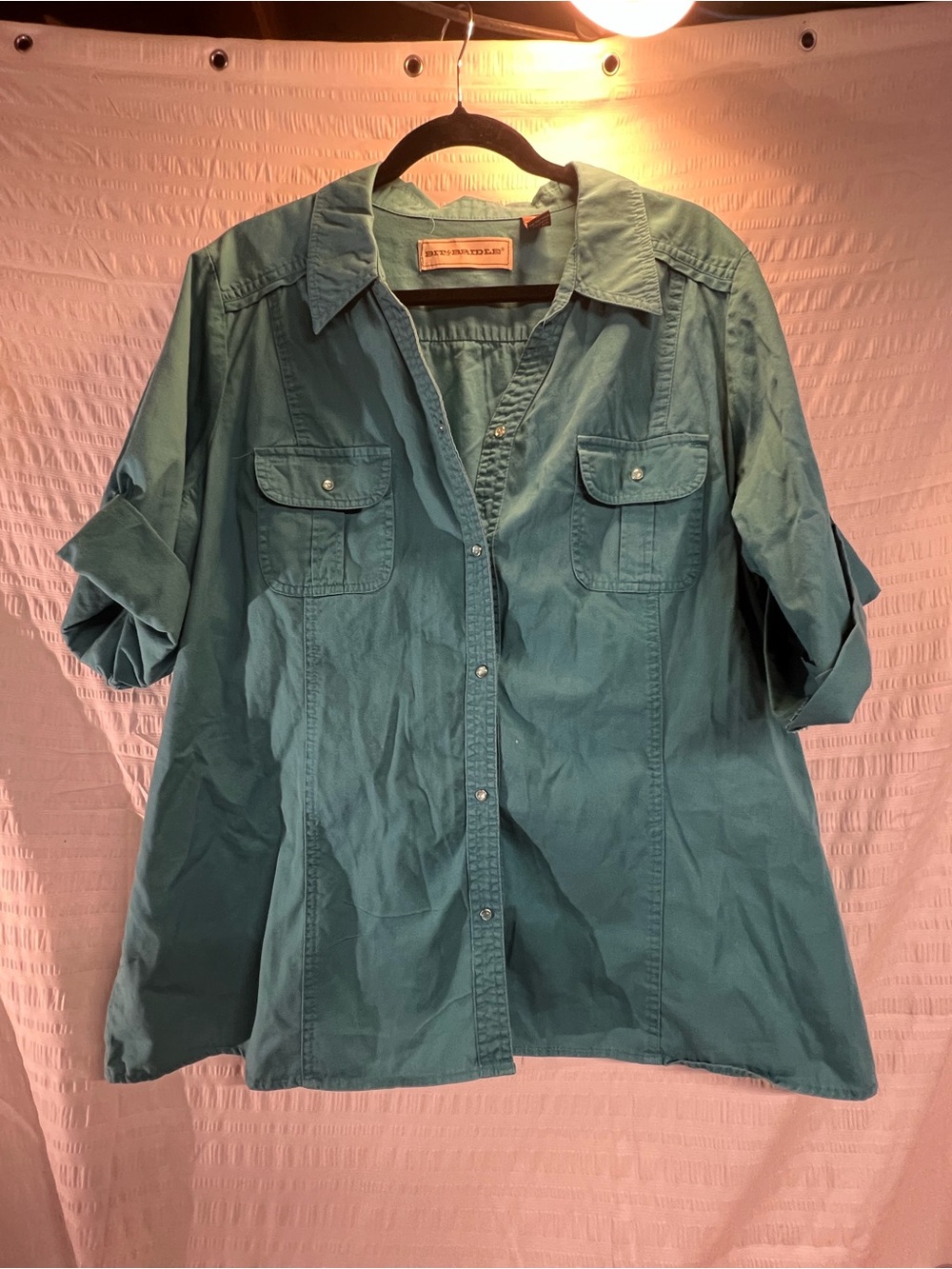 Bit & Bridle Teal Button-Front Utility Shirt